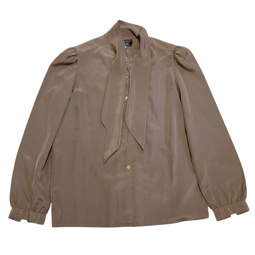 VINTAGE 80s Leo Chevalier Brodkin Blouse | Silky Mauve/Taupe | Size 10